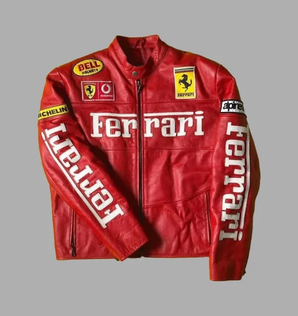 Ferrari leather jacket with classic motorsport-inspired design