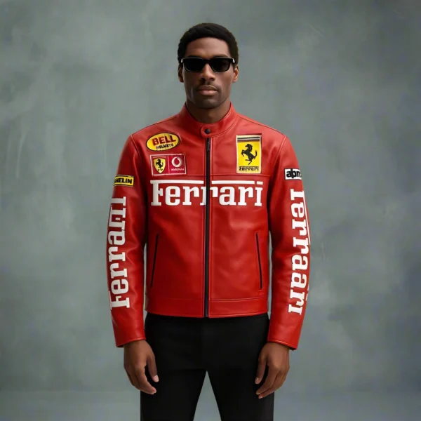 red Ferrari jacket with sleek racing-inspired style