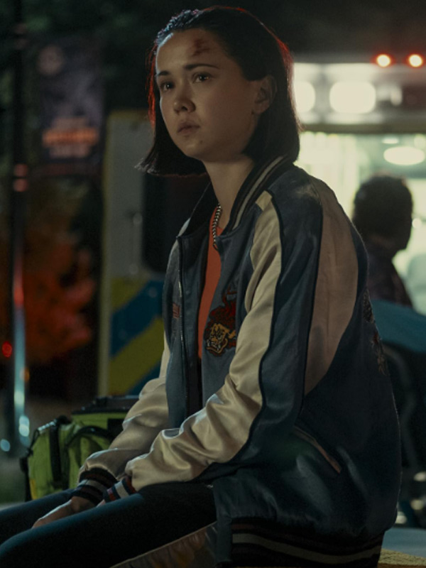 Jordan Li bomber jacket Gen V 2023 TV series outfit