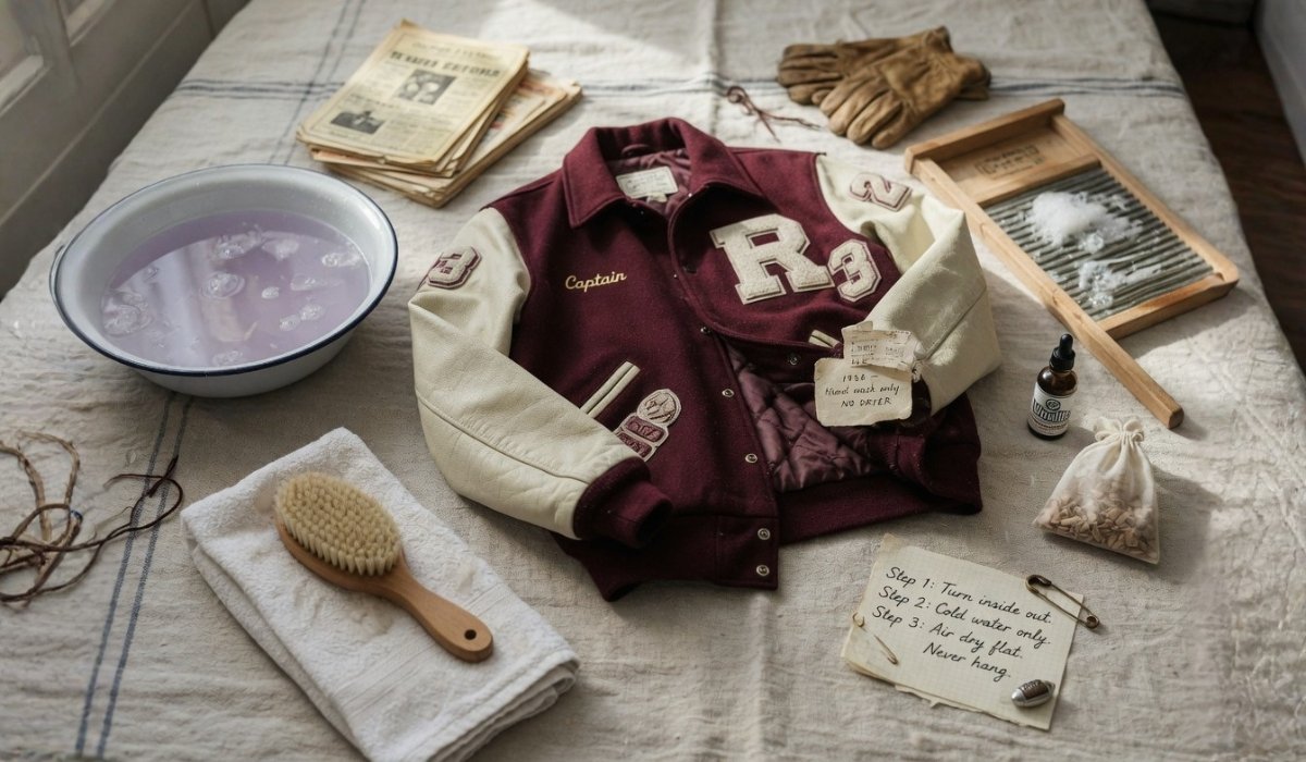 Step-by-step guide on washing a letterman jacket without damage