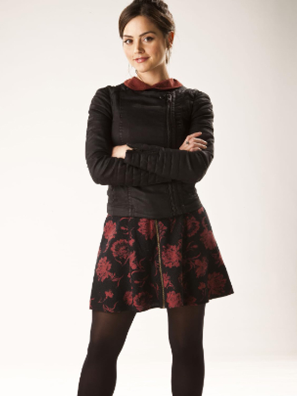 Clara Doctor Who S07 Black Leather Jacket
