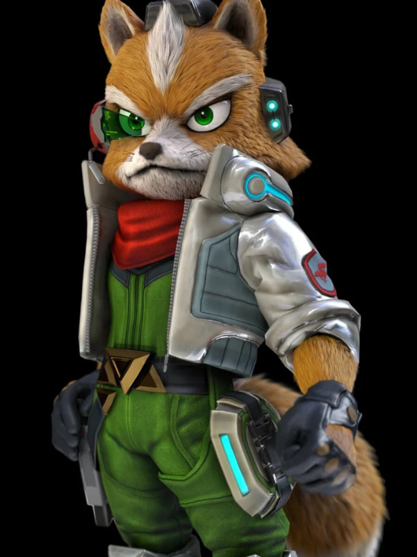High-resolution secondary view of the custom-designed Fox McCloud cosplay aviator jacket on a pure white background.